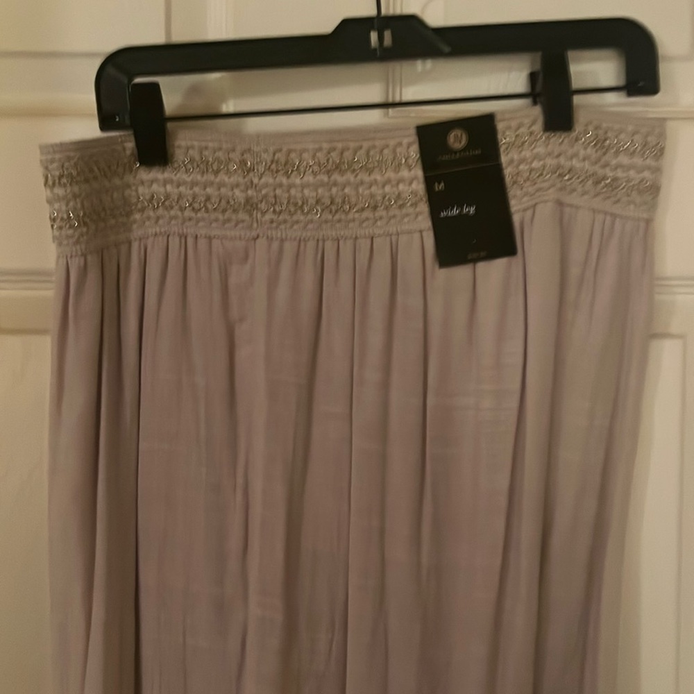 JM Collection Wide Leg Gauze Pants Fully Lined with Wide Elastic Banding